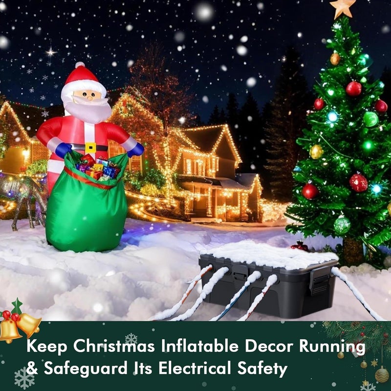 Flemoon Large Outdoor Electrical Box (12.5 x 8.5 x 5 inch), IP54 Waterproof Extension Cord Cover Weatherproof, Protect Outlet, Plug, Socket, Timer, Power Strip, Holiday Light Decoration, Black - Image 3